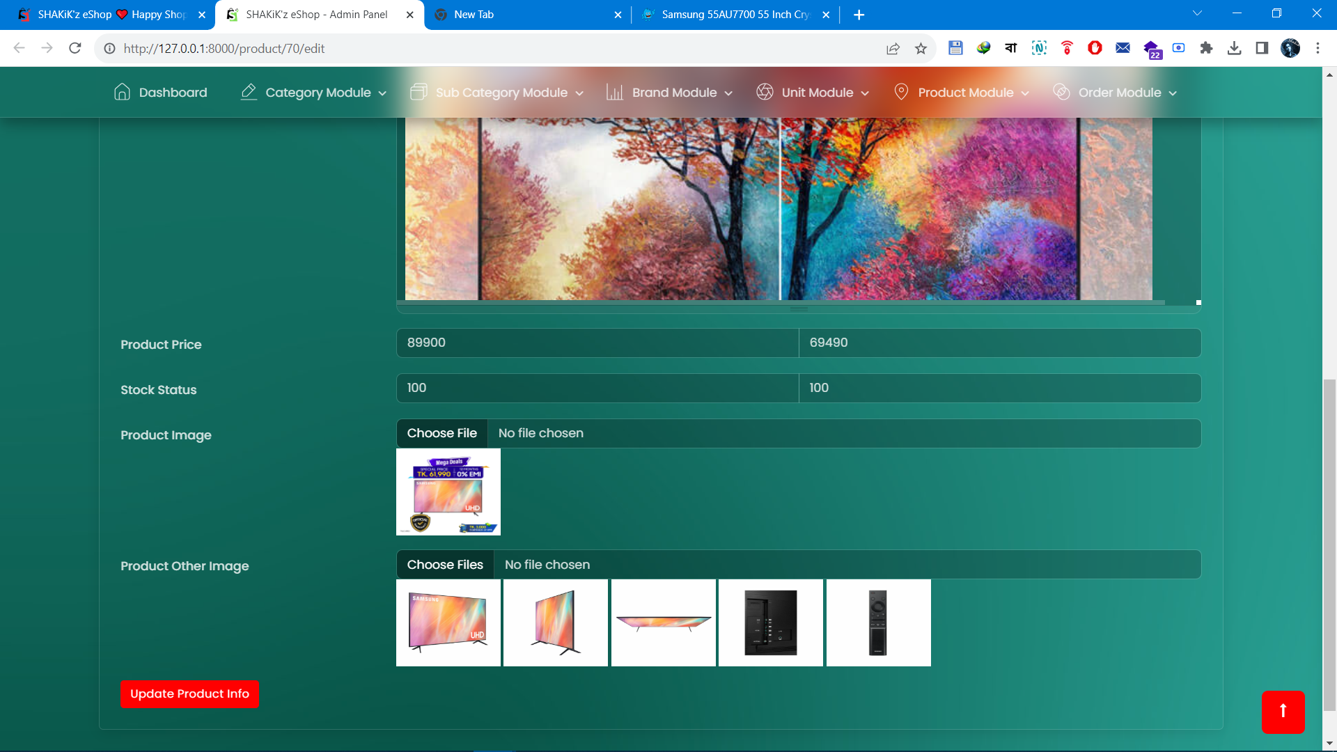SHAKiK'z eShop - Screenshot - Admin Panel - Product Editing Page