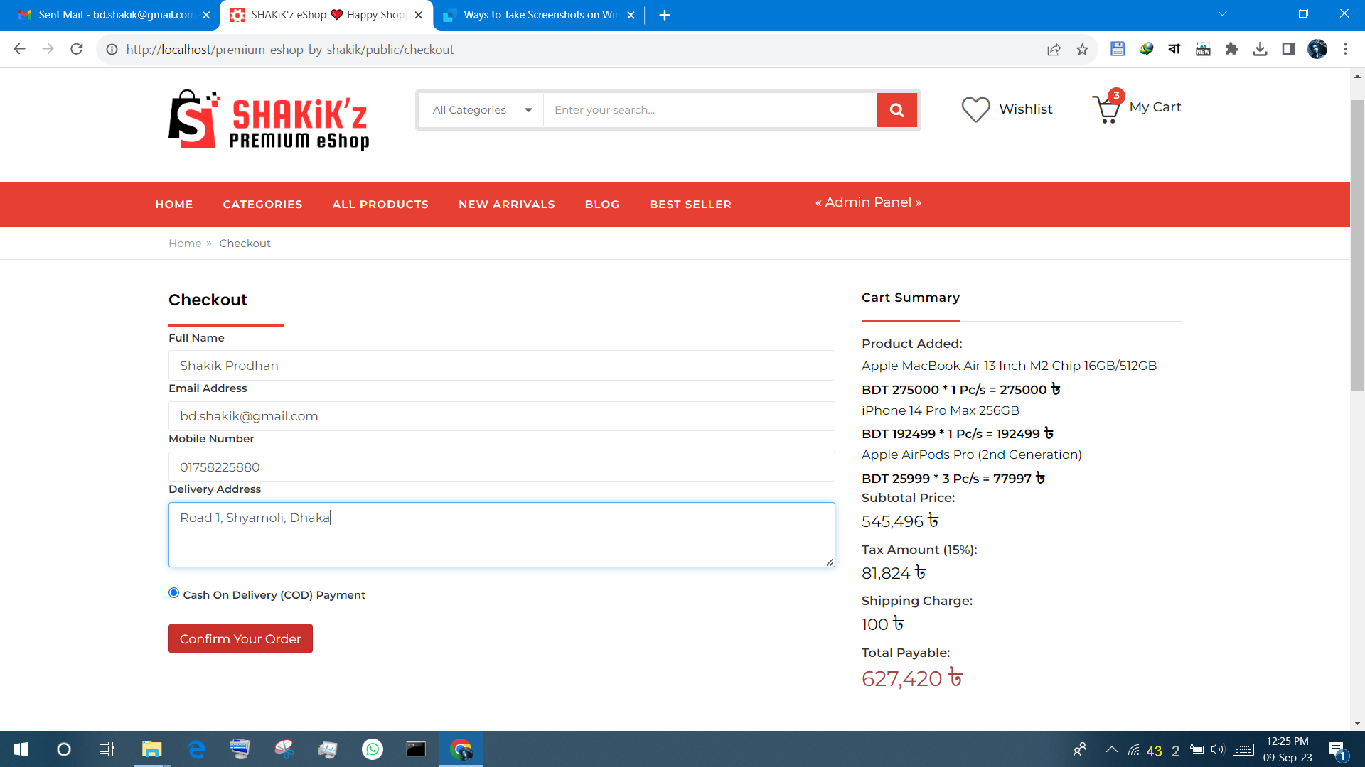 SHAKiK'z eShop - Screenshot - Checkout Page